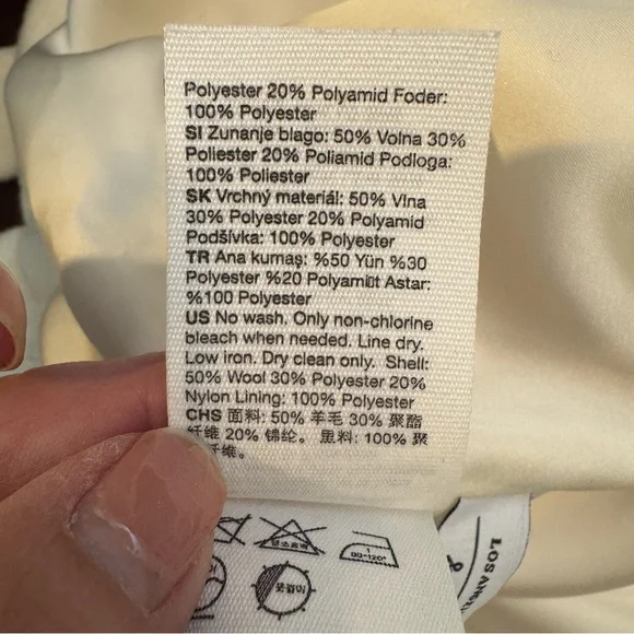 & Other Stories Cream Wool Blend Belted Balloon Sleeve Coat - Picture 10 of 11